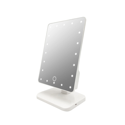 CJ Tech Vanity Mirror with Built-in Wireless Charger & Wireless Speakers - White