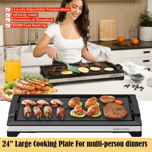 Gril électrique d'intérieur et de table sans fumée de 1800&nbsp;W