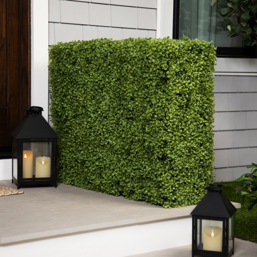 NORTHLIGHT  Double Sided Artificial Boxwood Outdoor Hedge - 38"