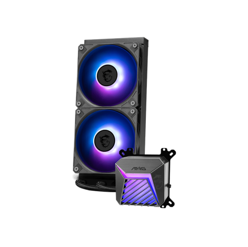 MSI MAG CORELIQUID A15 240 - AIO ARGB CPU Liquid Cooler - 240mm Radiator - LGA 1851 Ready - Dual 120mm ARGB PWM Fans, Black