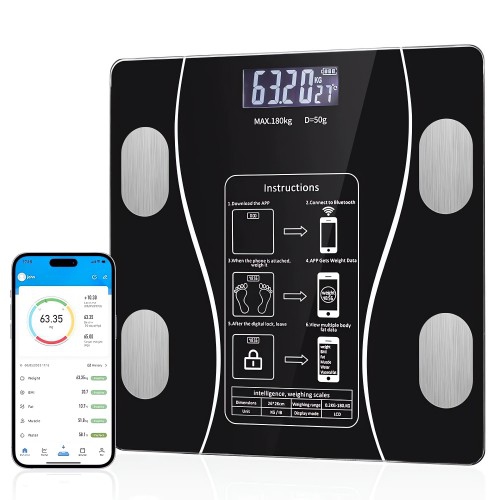 Digital Weight Scale, Bluetooth Body Scale with 13 Body Composition Analyzer, LED Display, Mobile APP
