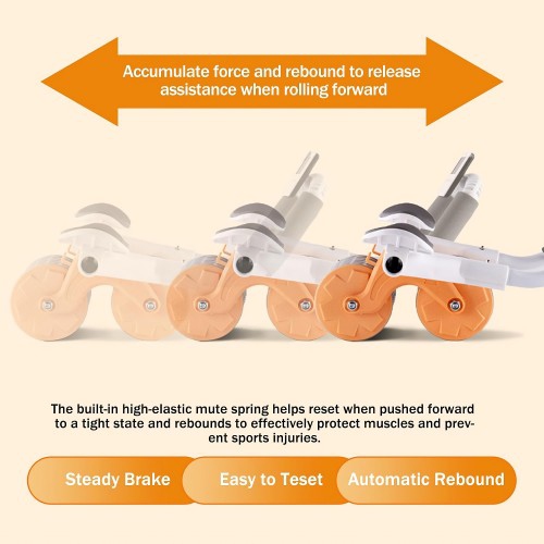 Automatic Rebound Abdominal Wheel, Excercise Ab Roller Wheel with Elbow Support, Phone Holder, Timer, Anti-Slip Pad