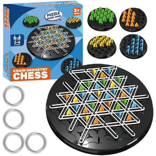 Image 1 de 7.. Jeu de société Chain Geometry Chess, Chain Triangle Puzzle, jeu de stratégie 2 à 4 joueurs pour enfants, adultes, famille