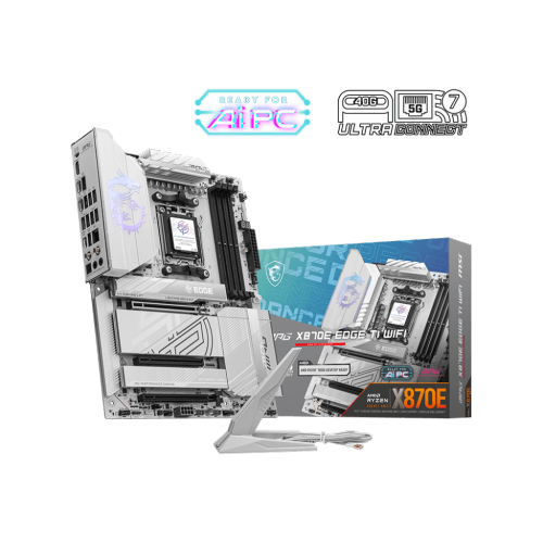 MSI  Mpg X870E Edge Ti Wifi Gaming Motherboard (Amd Ryzen 9000/8000/7000 Series Processors, Am5, Ddr5, PCie 4.0, M.2, SATA 6GB/s, USB 3.2 Gen 2 Big Fan of the RGB, love the white look, NVME easy to install
                  Great for RAID 0 and easy installation,