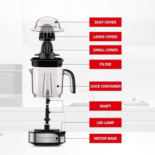 Electric Citrus Juicer 1.2L Large Volume, Orange Juicer with Powerful Motor and LED Working Lamp, Electric Lemon Squeezer for Orange Lemon Lime