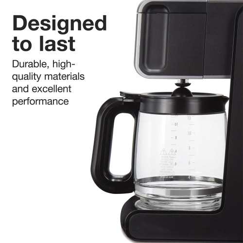 Proctor-Silex 12 Cup FrontFill Drip Coffee Maker with Glass Carafe, Black and Silver