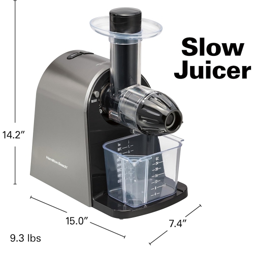 Hamilton Beach – Centrifugeuse électrique à extraction lente, pour fruits et légumes, argenté