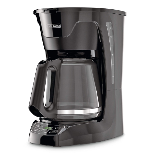 Cafetière programmable de 12 tasses de Black & Decker avec carafe en verre – Noir