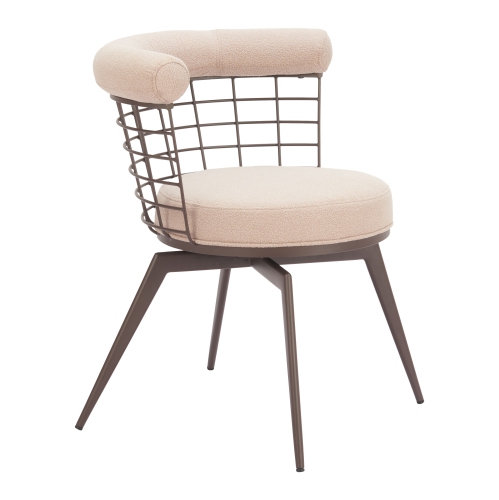 RUG BRANCH  Saku Swivel Dining Chair Beige & In Brown