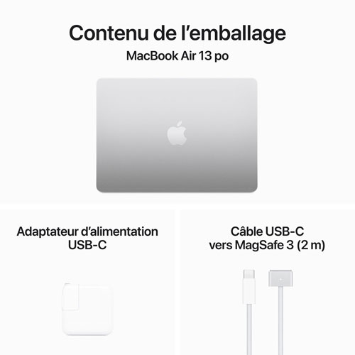 Open Box - Apple MacBook Air 13.6" w/ Touch ID - Silver (Apple M2 / 16GB RAM / 256GB SSD) - French