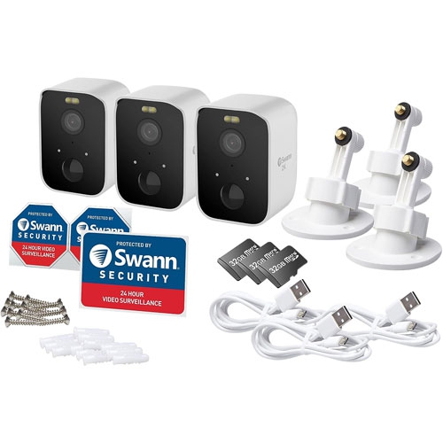 Brand New - Swann CoreCam Pro 2K Quad HD Wireless Indoor/Outdoor Security Camera - 3 Pack - White