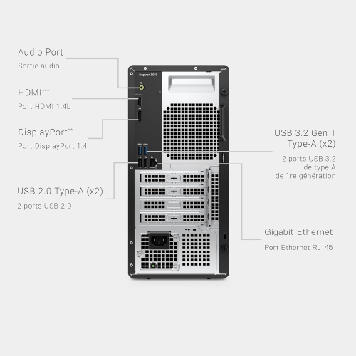 Refurbished - Dell Inspiron 3030 Desktop - Black (Intel Core i5-14400 / 16 GB RAM / 1 TB SSD / Windows 11 Home with Keyboard & Mouse)