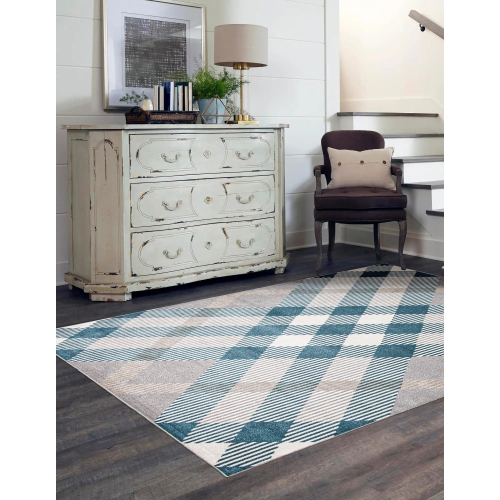 Aqua Gypsy Ivory Polyester Rug 3'0" x 5'0"