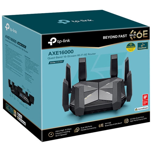 Brand New - TP-Link Archer AXE300 Wireless AXE16000 Quad-Band Wi-Fi 6E Router