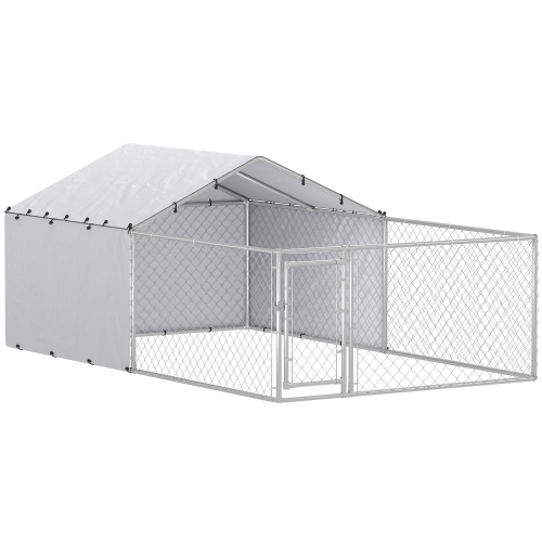 PAWHUT  Outdoor Dog Kennel With Waterproof & Uv-Resistant Cover, Dog Run With Secure Lock for Small Medium Large Dogs, 13.1' X 7.5' X 4.9'