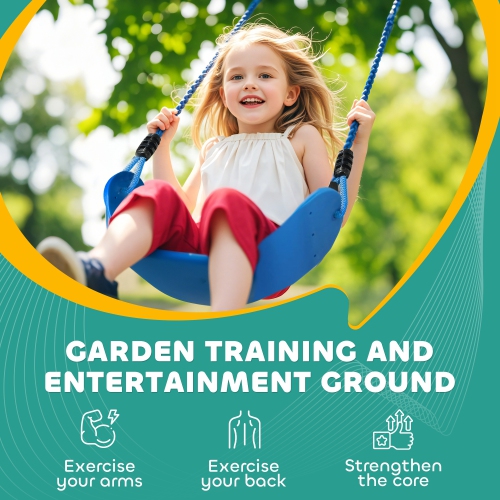 Qaba 32.8ft Ninja Zipline, Slackline Warrior Obstacle Course for Kids with Monkey Bars, Swing, Climbing Ladder, Gym Rings, Gripping Balls, Hanging