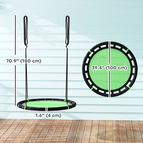 Qaba Saucer Tree Swing Set for Kids, 39 inch Round Flying Swing Seat with Adjustable Hanging Ropes, 331 lbs Weight Capacity Children Net Swing for