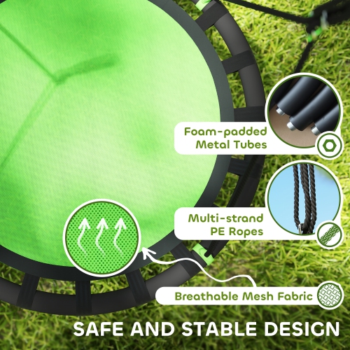 Qaba Saucer Tree Swing Set for Kids, 39 inch Round Flying Swing Seat with Adjustable Hanging Ropes, 331 lbs Weight Capacity Children Net Swing for