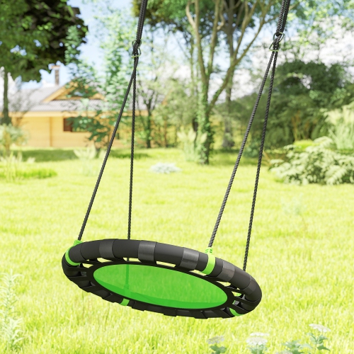 Qaba Saucer Tree Swing Set for Kids, 24 inch Round Flying Swing Seat with Adjustable Hanging Ropes, 154 lbs Weight Capacity Children Net Swing for