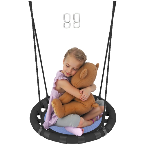 Qaba Saucer Tree Swing Set for Kids, 24 inch Round Flying Swing Seat with Adjustable Hanging Ropes, 154 lbs Weight Capacity Children Net Swing for