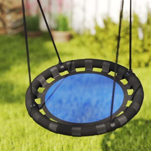 Qaba Saucer Tree Swing Set for Kids, 24 inch Round Flying Swing Seat with Adjustable Hanging Ropes, 154 lbs Weight Capacity Children Net Swing for