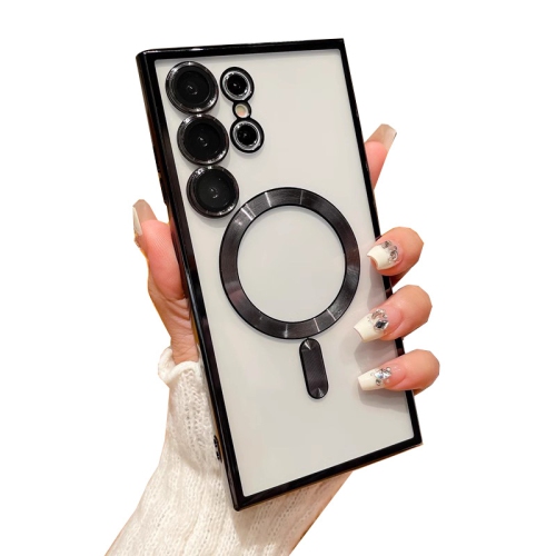 TopSave Soft Clear Case for Samsung Galaxy S25 Ultra 6.9-inch, Camera Lens Full Protection, with MagSafe, Shockproof Electroplated TPU Cover, Black