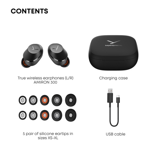 beyerdynamic Amiron 300 True Wireless Noise Cancelling Earbuds, Black