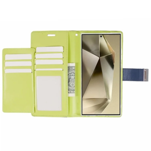 TopSave Goospery RICH MAX(5) Card Slot w/Magnetic Clip Leather Folio Wallet Flip For Samsung Galaxy S25 Ultra 6.9-inch, Navy Blue