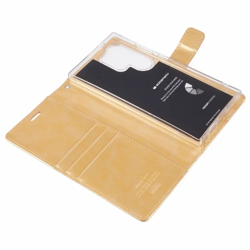 TopSave Goospery BLUEMOON Card Slot w/Magnetic Clip Leather Folio Wallet Flip For Samsung Galaxy S25 Ultra 6.9-inch, Gold