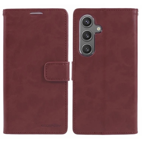TopSave Goospery BLUEMOON Card Slot w/Magnetic Clip Leather Folio Wallet Flip For Samsung Galaxy S25 6.2-inch, Burgundy