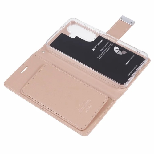 TopSave Goospery RICH MAX(5) Card Slot w/Magnetic Clip Leather Folio Wallet Flip For Samsung Galaxy S25 6.2-inch, Rose Gold