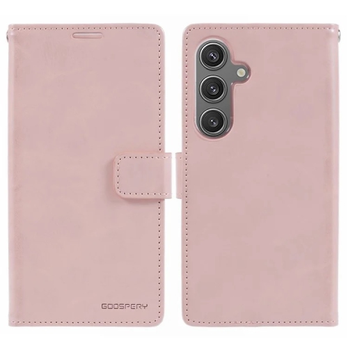TopSave Goospery BLUEMOON Card Slot w/Magnetic Clip Leather Folio Wallet Flip For Samsung Galaxy S25 6.2-inch, Rose Gold