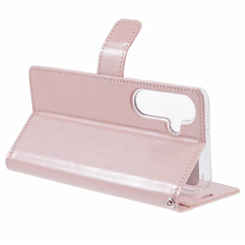 TopSave Goospery BLUEMOON Card Slot w/Magnetic Clip Leather Folio Wallet Flip For Samsung Galaxy S25 6.2-inch, Rose Gold