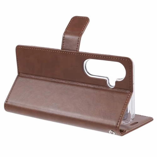 TopSave Goospery BLUEMOON Card Slot w/Magnetic Clip Leather Folio Wallet Flip For Samsung Galaxy S25 6.2-inch, Brown