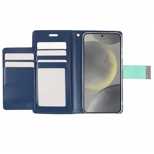 TopSave Goospery RICH MAX(5) Card Slot w/Magnetic Clip Leather Folio Wallet Flip For Samsung Galaxy S25 6.2-inch, Teal