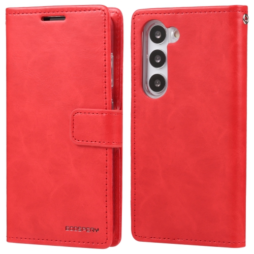 TopSave Goospery BLUEMOON Card Slot w/Magnetic Clip Leather Folio Wallet Flip For Samsung Galaxy S25 6.2-inch, Red