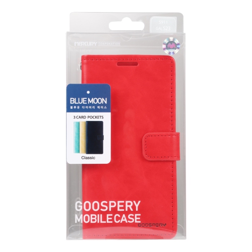 TopSave Goospery BLUEMOON Card Slot w/Magnetic Clip Leather Folio Wallet Flip For Samsung Galaxy S25 6.2-inch, Red