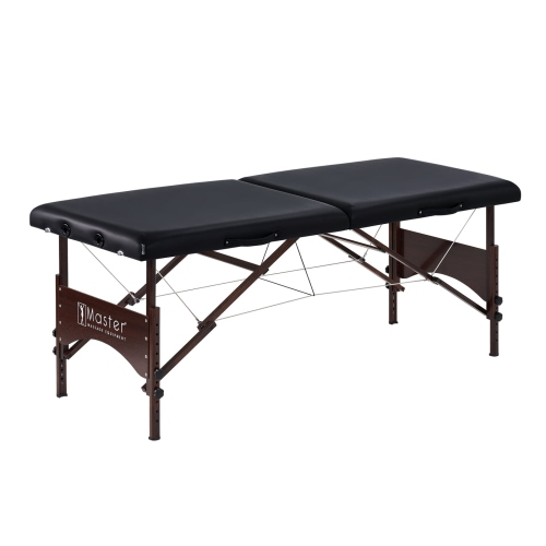Master Massage 28" Argo Portable Massage Table in Black with Walnut Legs- Spa Bed for Tabletop Exercise & Massage- Beauty Bed Tattoo Bed- Lash Table