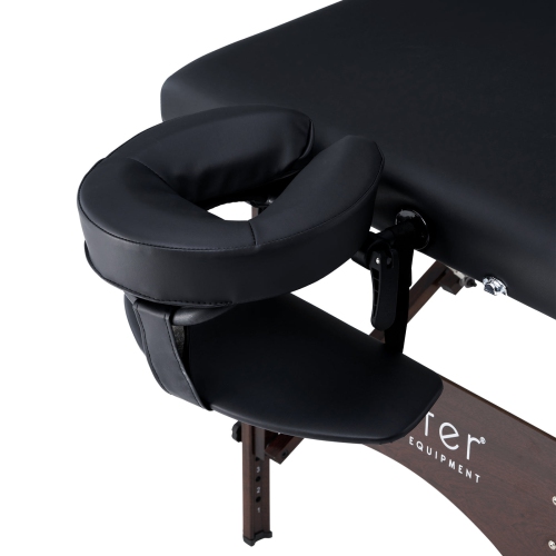Master Massage 28" Argo Portable Massage Table in Black with Walnut Legs- Spa Bed for Tabletop Exercise & Massage- Beauty Bed Tattoo Bed- Lash Table
