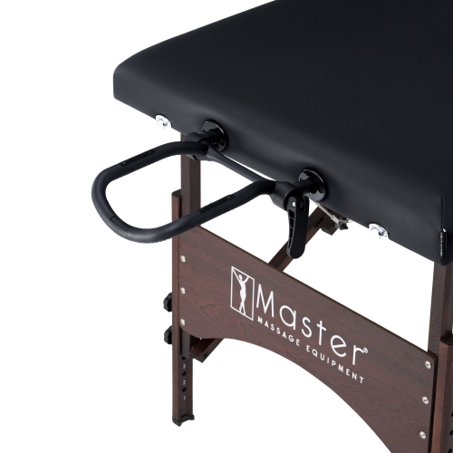 Master Massage 28" Argo Portable Massage Table in Black with Walnut Legs- Spa Bed for Tabletop Exercise & Massage- Beauty Bed Tattoo Bed- Lash Table