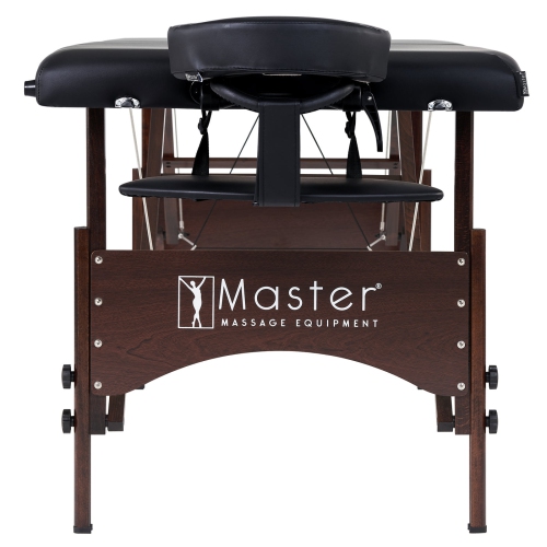Master Massage 28" Argo Portable Massage Table in Black with Walnut Legs- Spa Bed for Tabletop Exercise & Massage- Beauty Bed Tattoo Bed- Lash Table