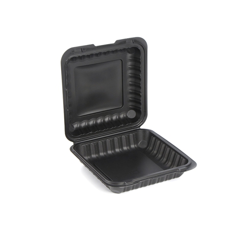 150-Count Single Compartment Hinged Black Meal Prep/Take Out Containers - 9"