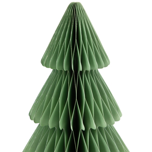 Accordion Honeycomb Foldable Paper Christmas Trees - 15" - Green and Ivory - Set of 3