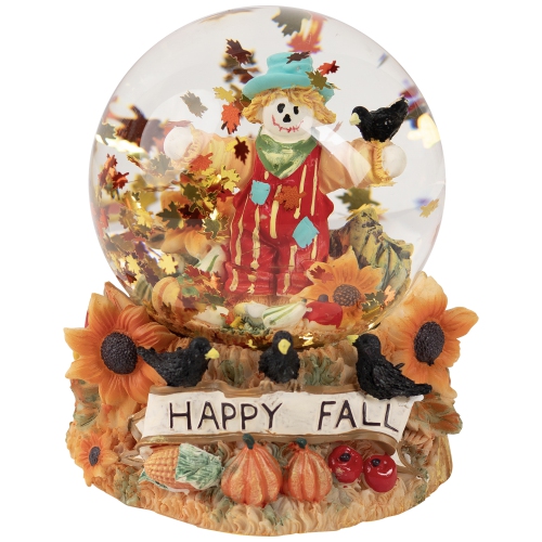 Scarecrow Happy Fall Harvest Snow Globe - 5.5"