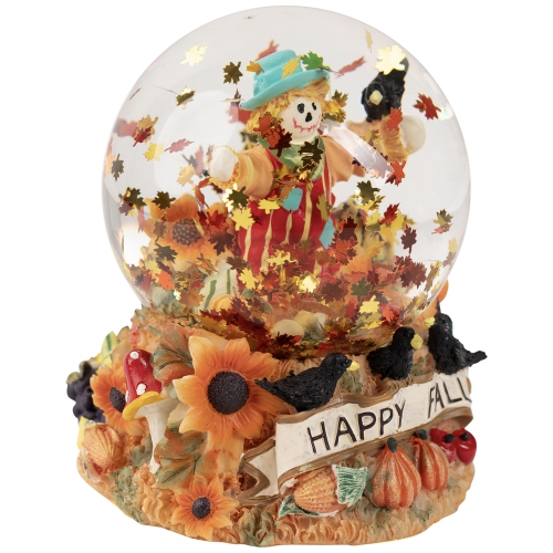 Scarecrow Happy Fall Harvest Snow Globe - 5.5"