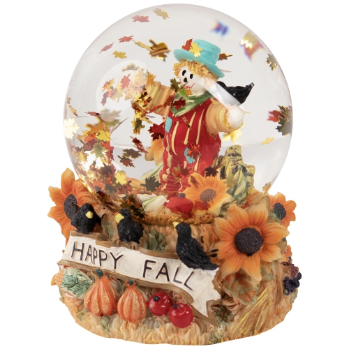 Scarecrow Happy Fall Harvest Snow Globe - 5.5"