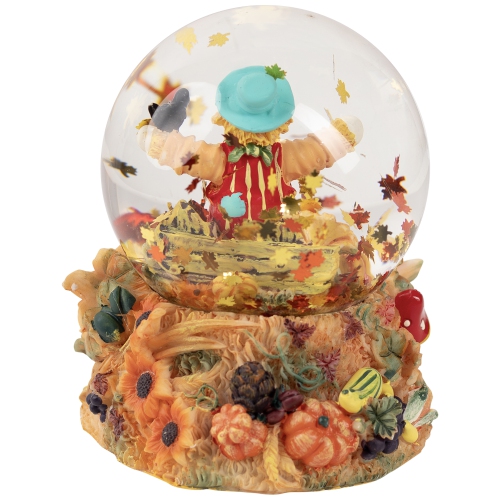 Scarecrow Happy Fall Harvest Snow Globe - 5.5"