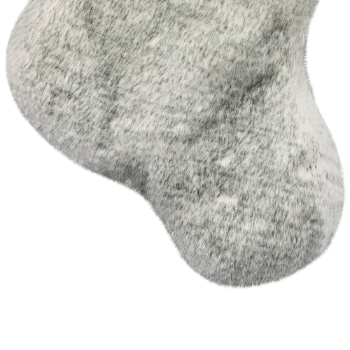 Silver Fox Faux Fur Christmas Stocking with Pom Poms - 20.5"