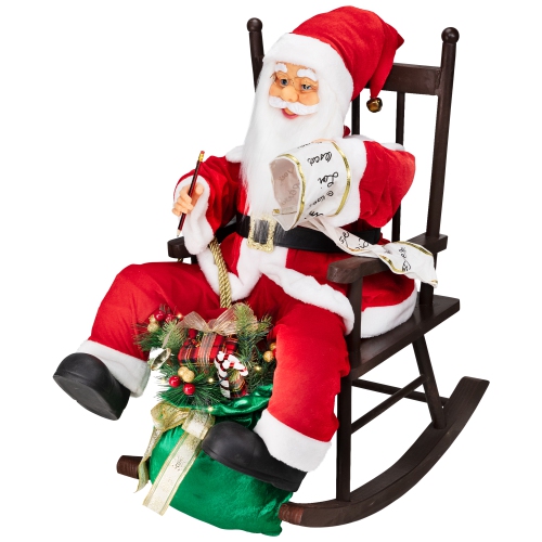 LED Lighted, Animated and Musical Santa Claus Rocking Chair Decoration - 32"