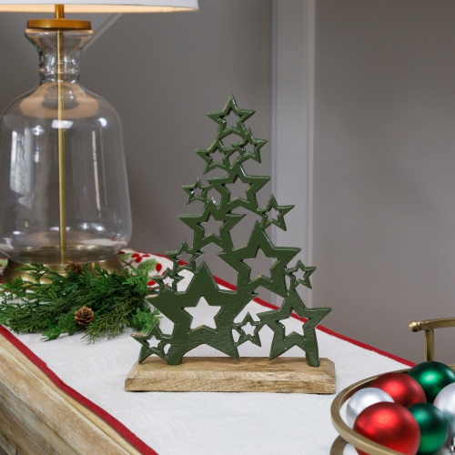 Image 1 de 6.. Décoration de Noël en métal Arbre of Stars - 11&nbsp;po - Vert